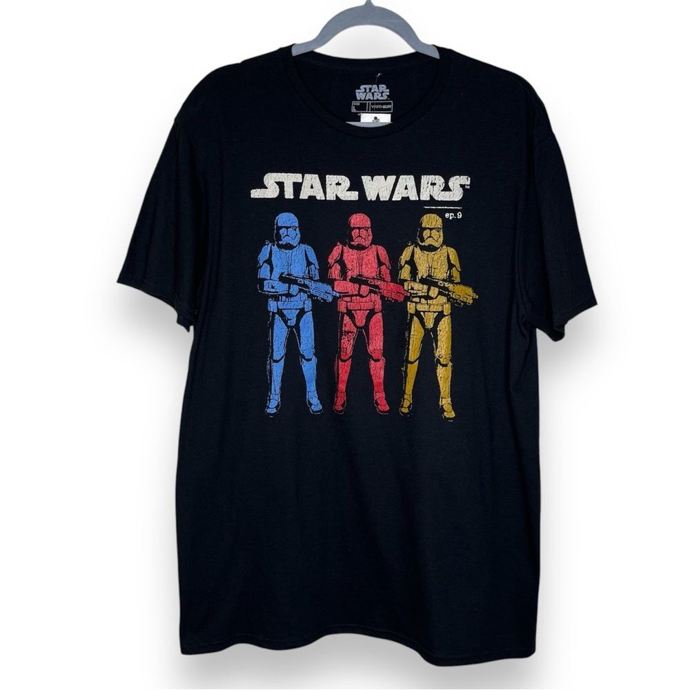 NWT Star Wars Episode 9 Stormtrooper Black Crew Neck Short Sleeve Shirt Large